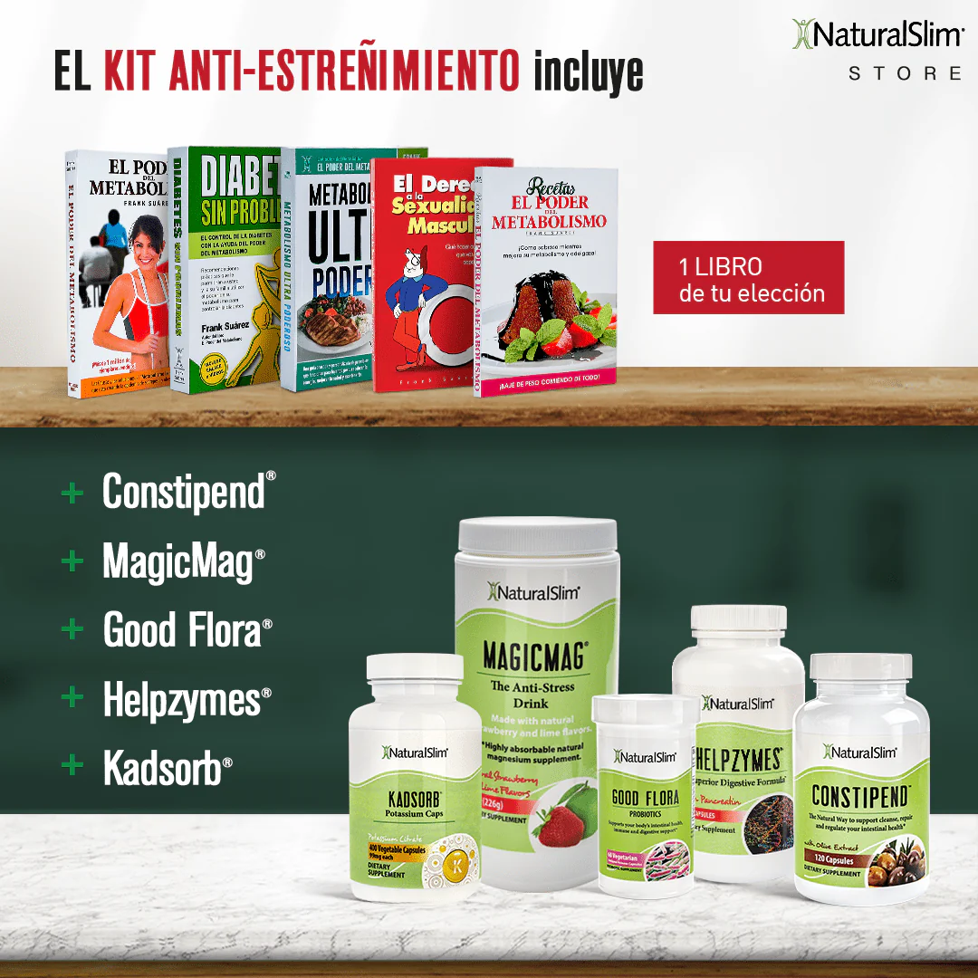 Kit Anti-Estreñimiento  | Envío GRATIS - Constipend, MagigMag, Good Flora, Helpzymes, Kadsorb y Libro de Frank Surez - Image 4