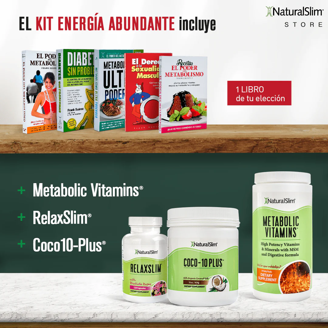 Kit Energía Abundante  | Envío GRATIS - Metabolic Vitamins, RelaxSlim, Coco 10-Plus y Libro de Frank Suárez - Image 4